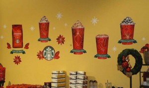 removable wall media at Starbucks